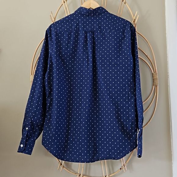 American Eagle Men's Blue Chevron‎ Dotted Long Sleeve Button Down Shirt Sz L - Picture 4 of 13